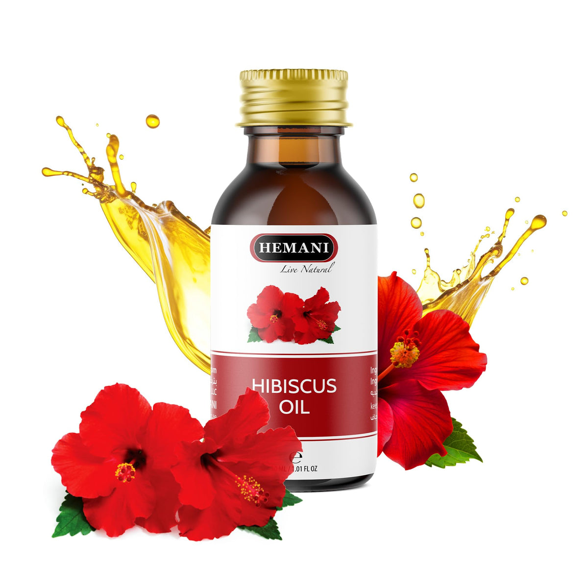 Hemani Hibiscus Oil 30ml 100% Pure- Natural Cold Pressed Halal Essential Oil for Skincare Haircare & Relaxation