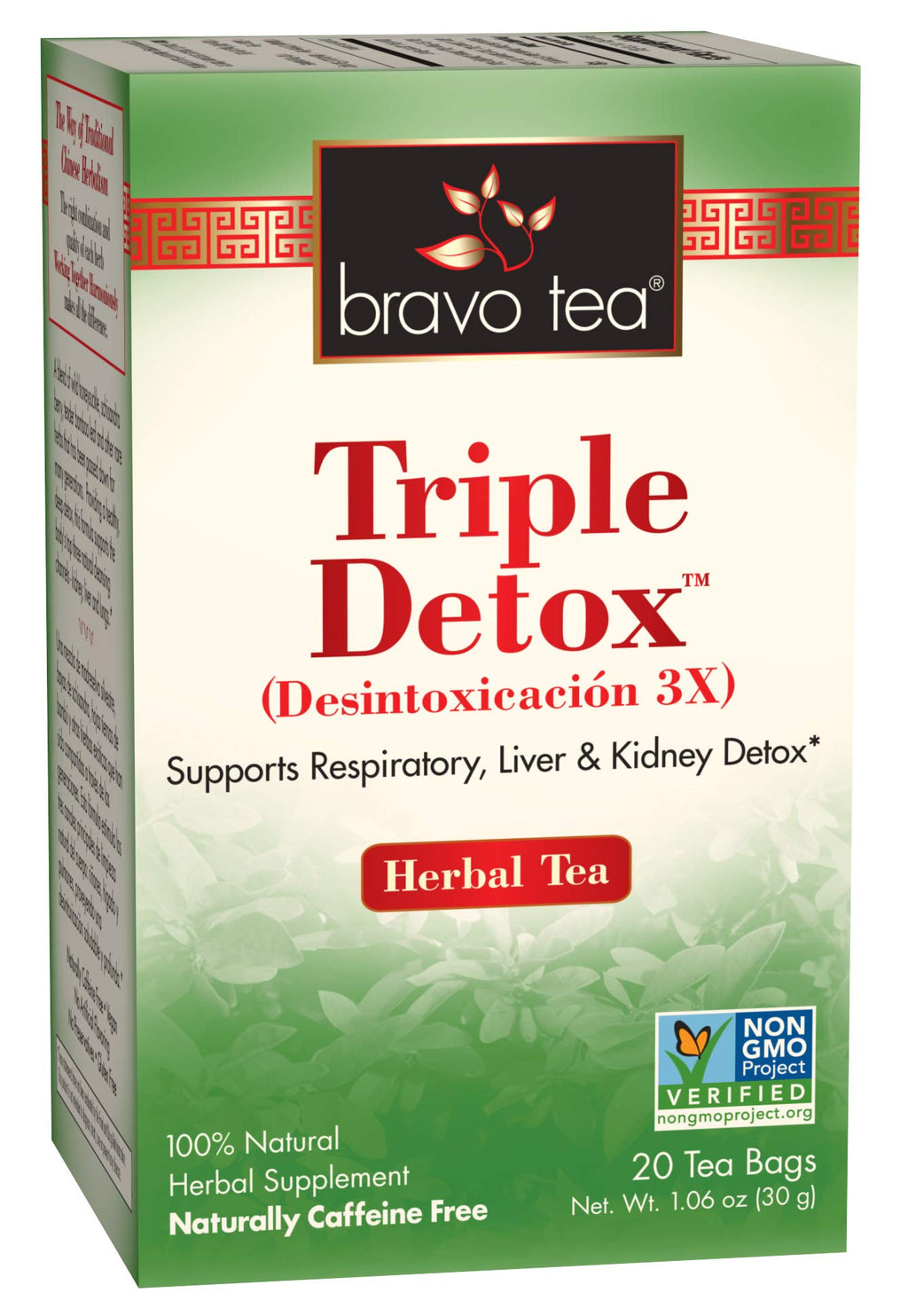 Bravo Tea Triple Detox Herbal Tea Caffeine Free 20 Tea Bags