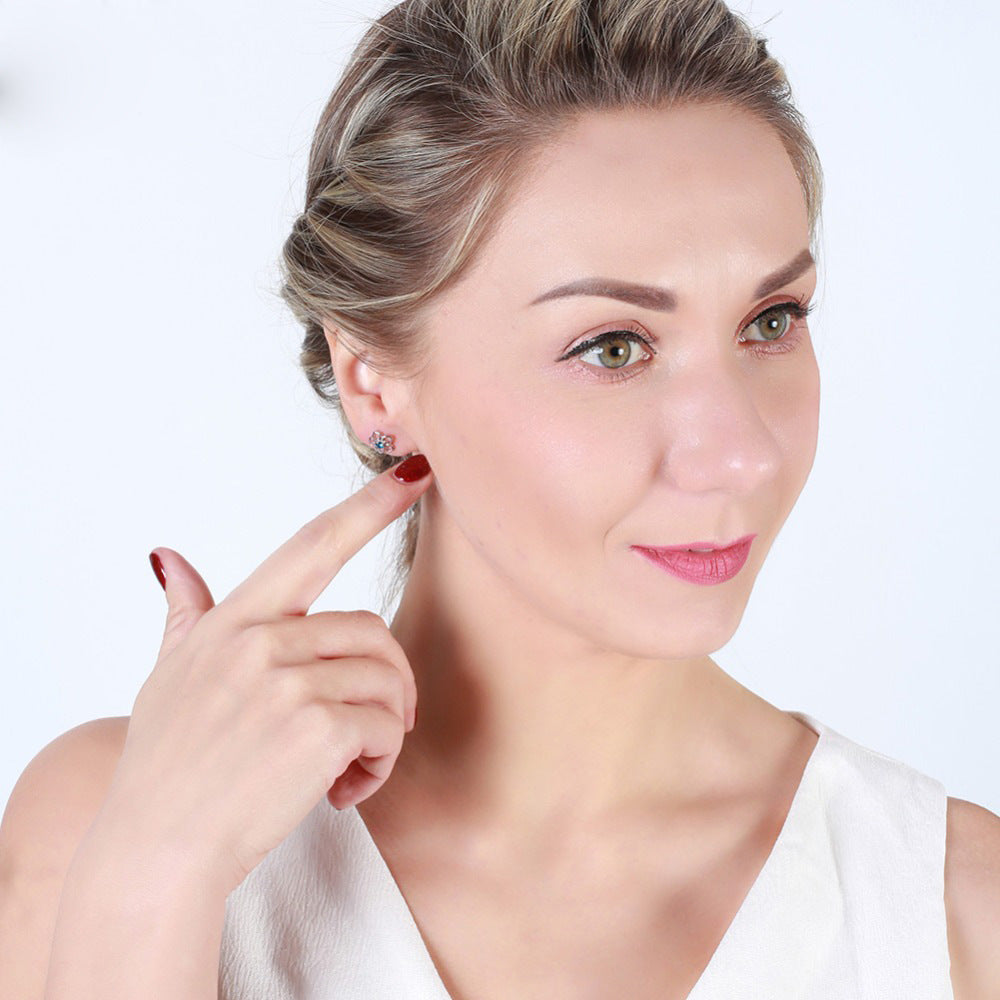 Fashionable Women's Earrings with Clover and Hibiscus Design